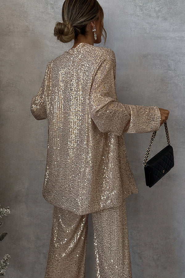 Glimmer® | Sequin Wide-Leg Jumpsuit