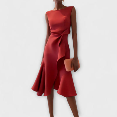 Cornelia™ | Pleated Asymmetrical Midi Dress
