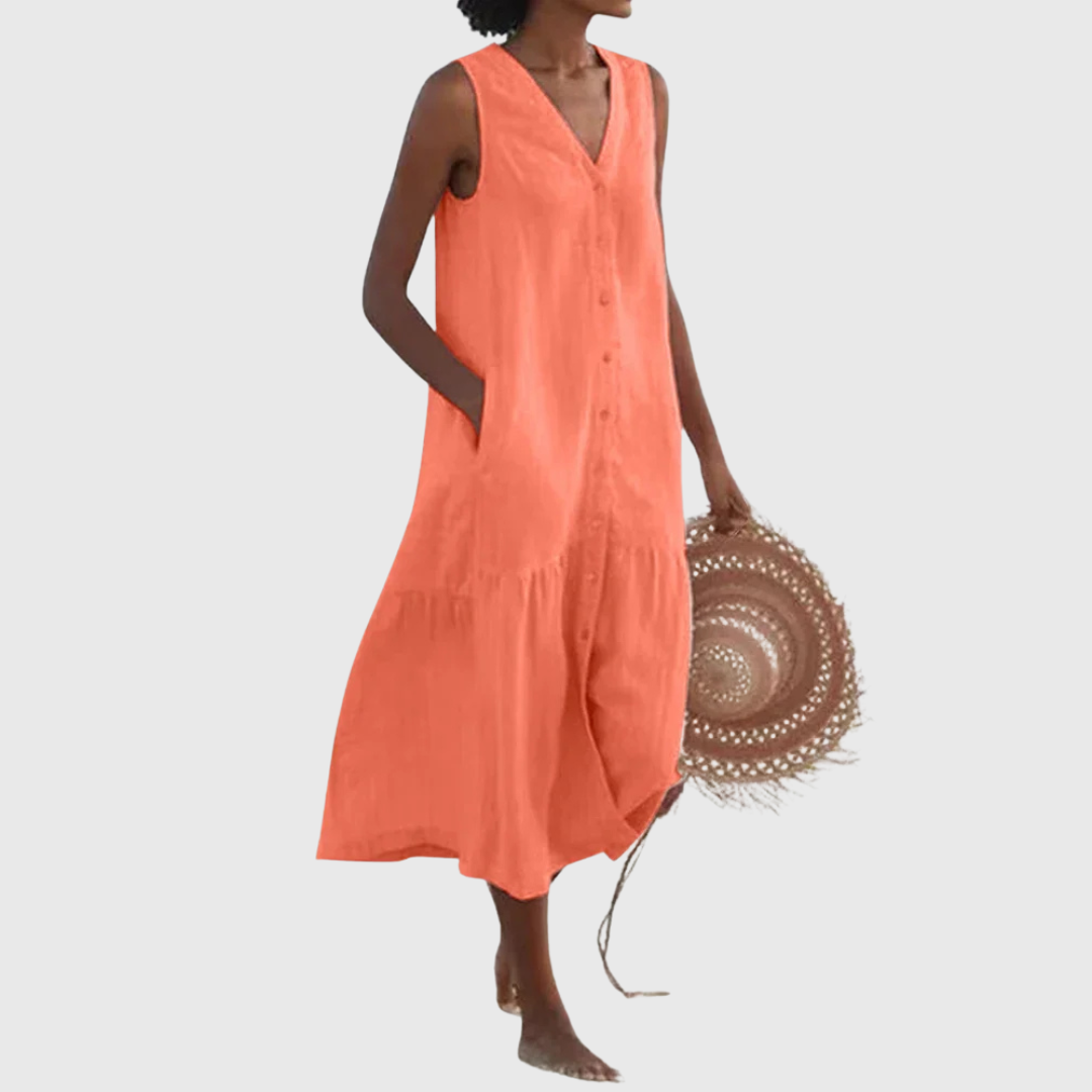 Elyndra™ | Sleeveless Button Summer Dress