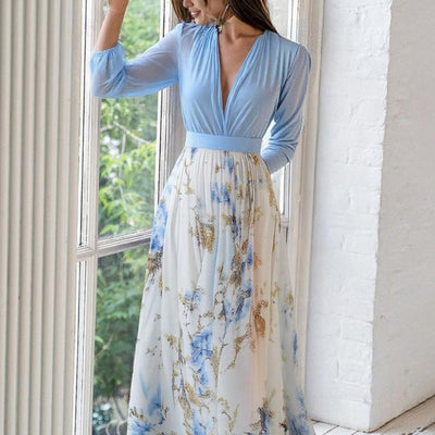 Svenja™ | Elegant maxi dress with deep V-neck