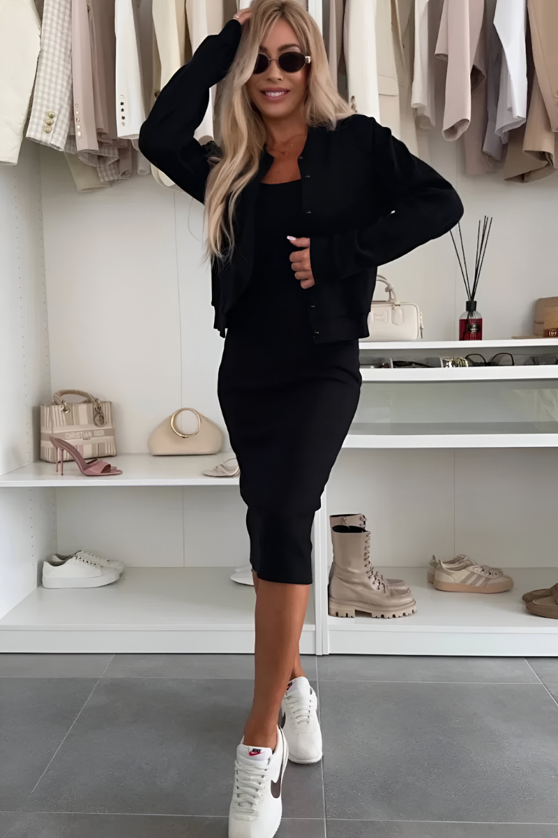 Elara™ | Luxe Midi Dress & Cardigan