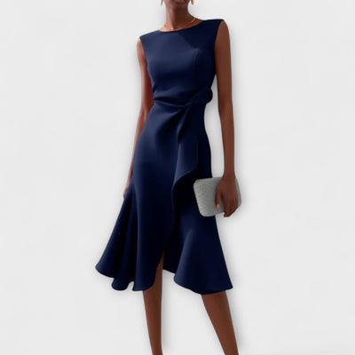 Cornelia™ | Pleated Asymmetrical Midi Dress