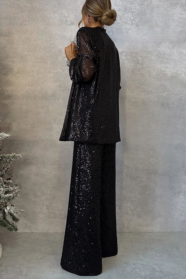 Glimmer® | Sequin Wide-Leg Jumpsuit