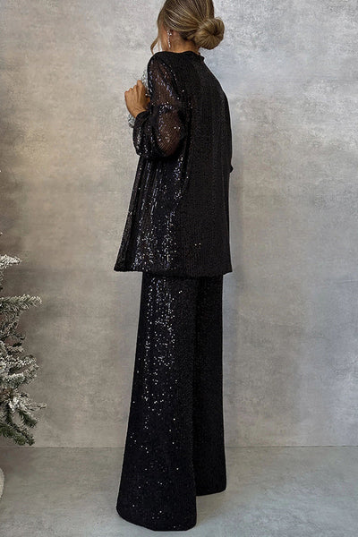 Glimmer® | Sequin Wide-Leg Jumpsuit