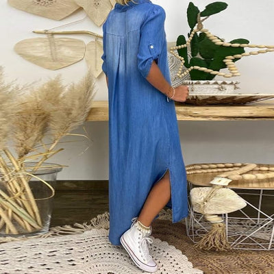 Ilse™ | Summer V Neck Half Denim Dress