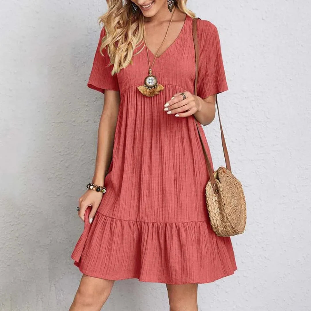 Elske™ | Elegant V-Neck Mini Dress 1+1 FREE