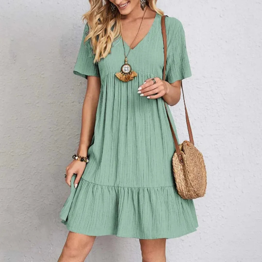 Elske™ | Elegant V-Neck Mini Dress 1+1 FREE