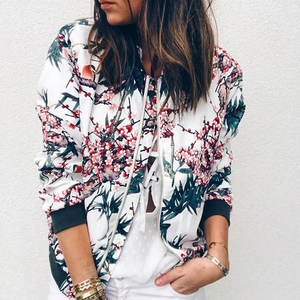 Lunaire™ | Bomber Jacket with Refined Floral Pattern