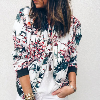Lunaire™ | Bomber Jacket with Refined Floral Pattern