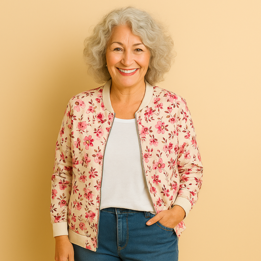 Lunaire™ | Bomber Jacket with Refined Floral Pattern