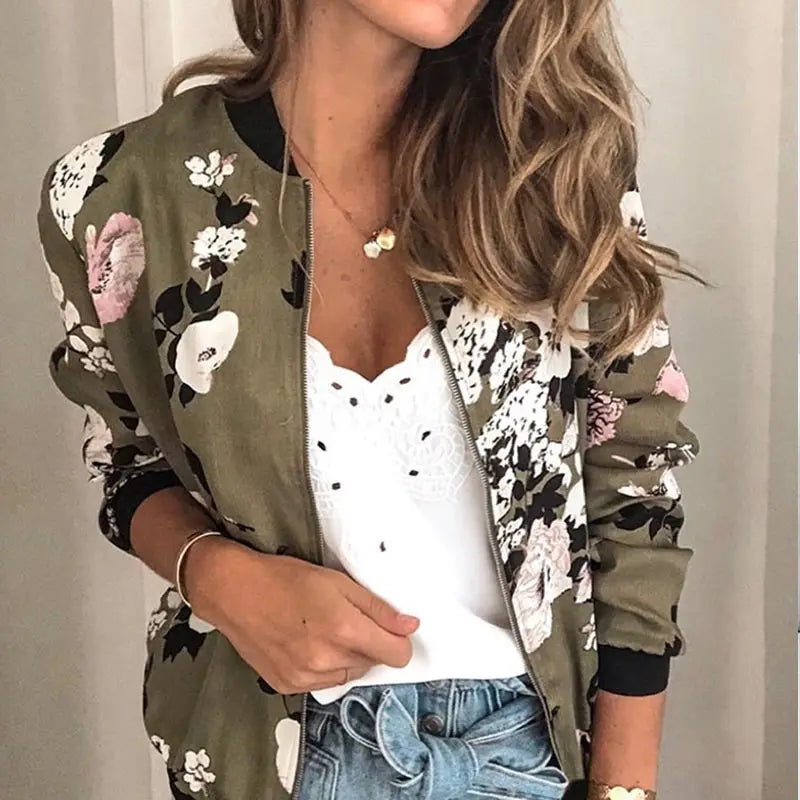 Lunaire™ | Bomber Jacket with Refined Floral Pattern