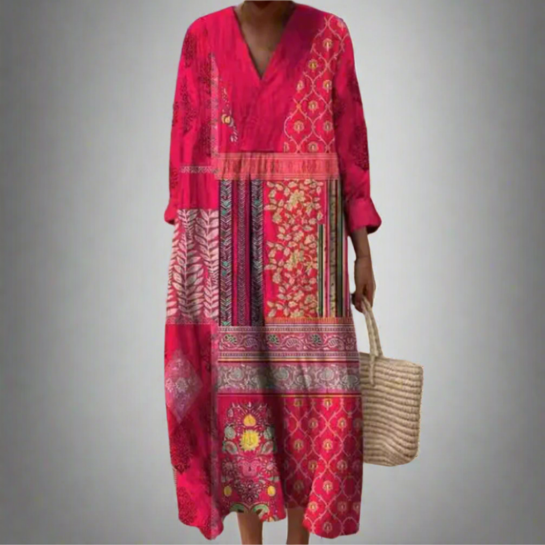 Maisie | Boho Patchwork Long Midi Dress