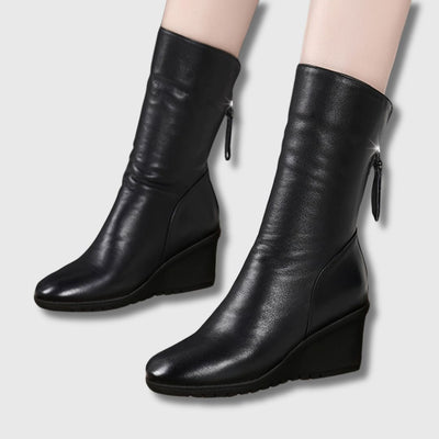 Amalia – Women's Mid-Calf Comfort Wedge Heel Boots | Limited Edition