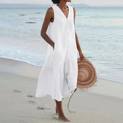Elyndra™ | Sleeveless Button Summer Dress