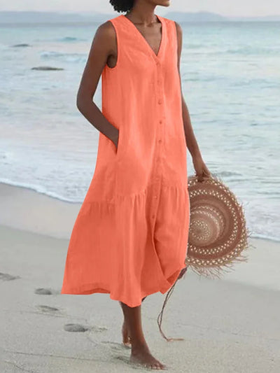 Elyndra™ | Sleeveless Button Summer Dress