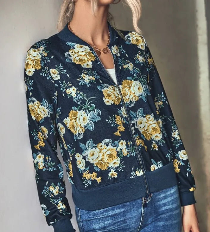 Lunaire™ | Bomber Jacket with Refined Floral Pattern