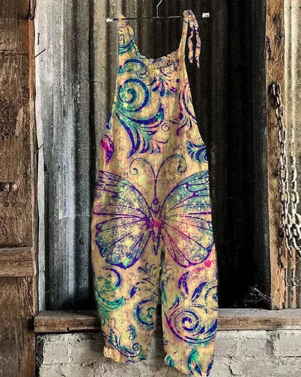 Elysia Verve™ | Timeless Elegance in Butterfly Print Overalls