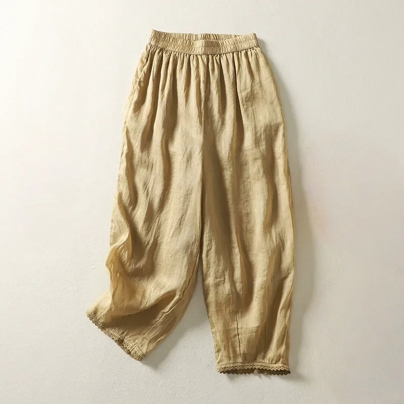 Ysolde® | Casual Linen Pants with Lace