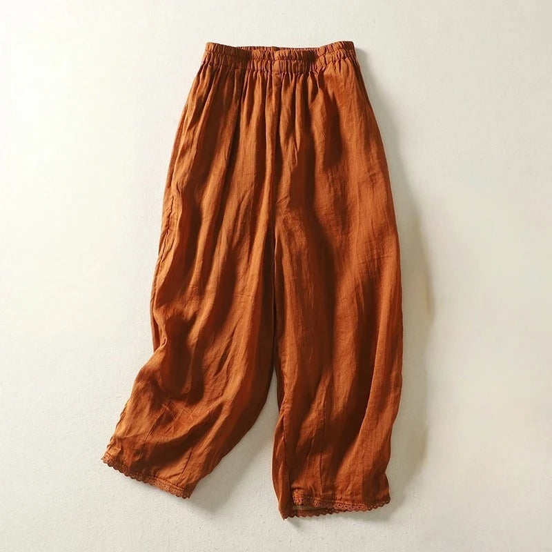 Ysolde® | Casual Linen Pants with Lace