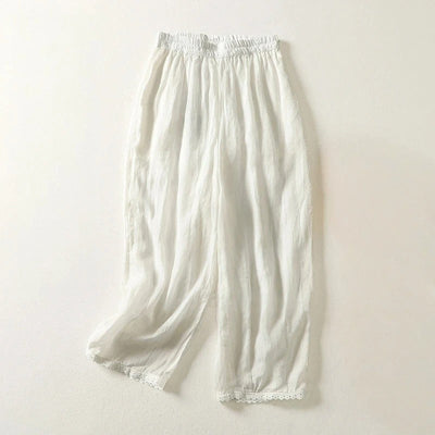 Ysolde® | Casual Linen Pants with Lace