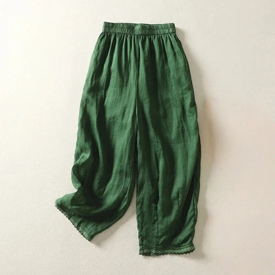 Ysolde® | Casual Linen Pants with Lace
