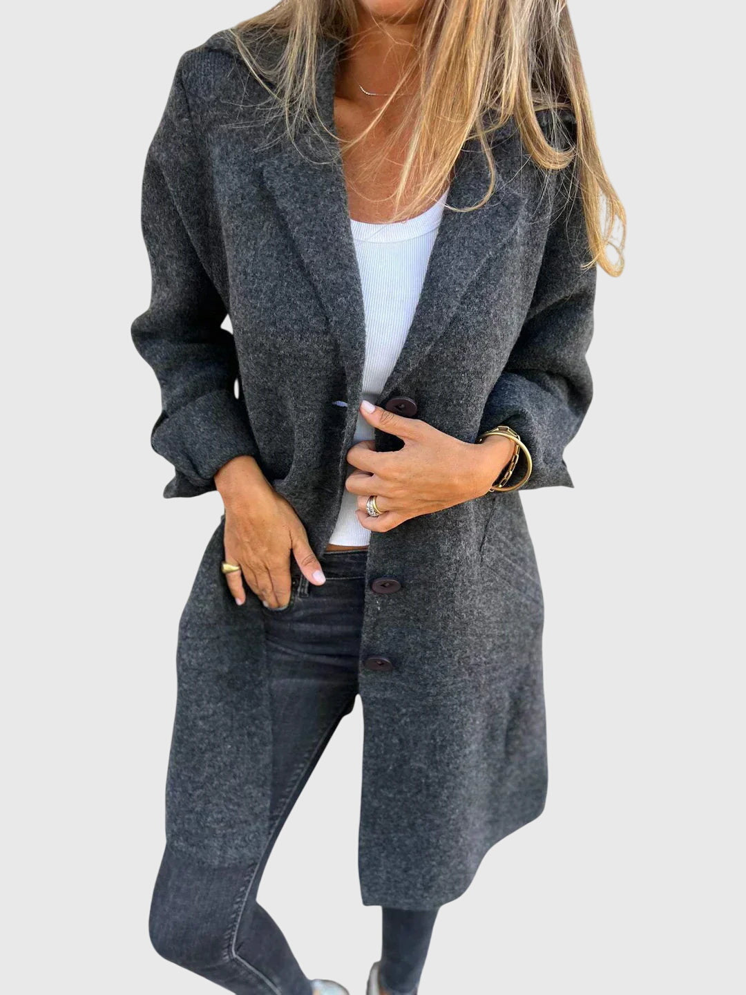 Aravelle™ | Tailored Blazer with Buttoned Elegance