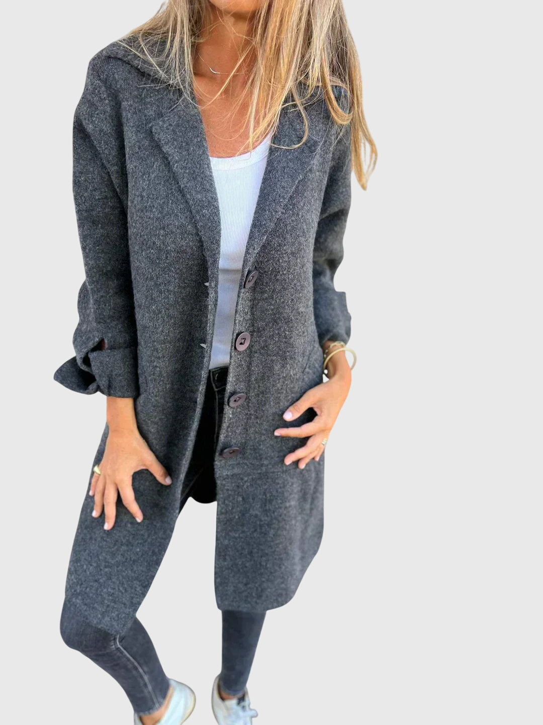 Aravelle™ | Tailored Blazer with Buttoned Elegance